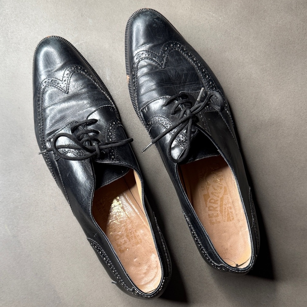 Salvatore Ferragamo Black Pointy Toe Leather Oxford Shoes - Women’s - Size 8